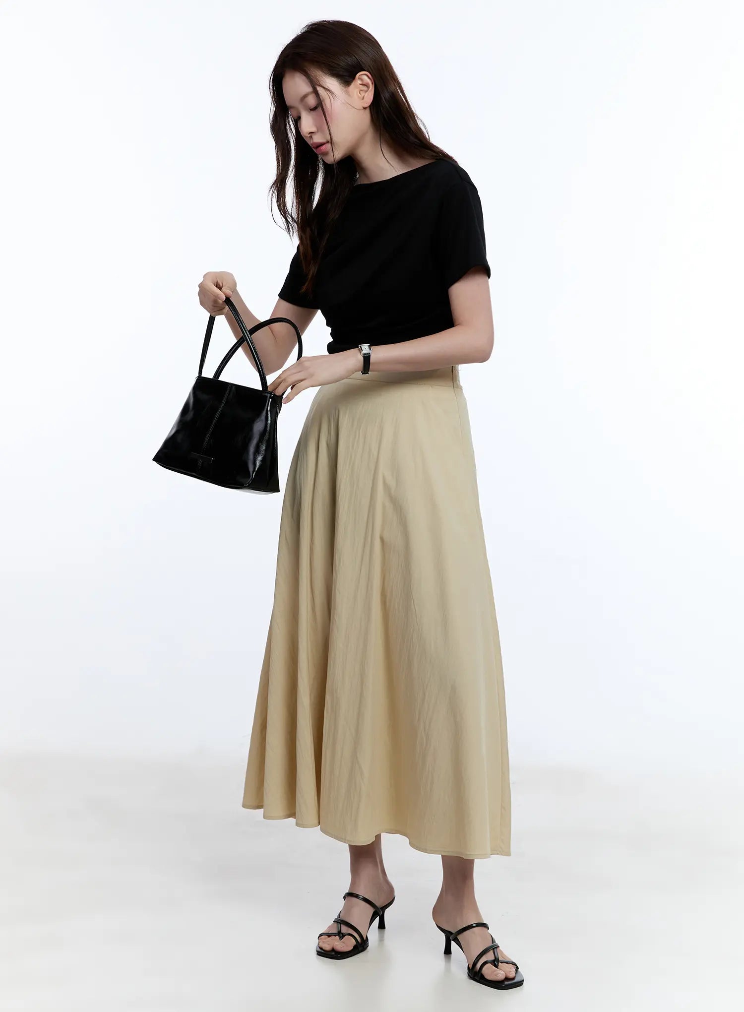 Flared Flowy Midi Skirt CU513