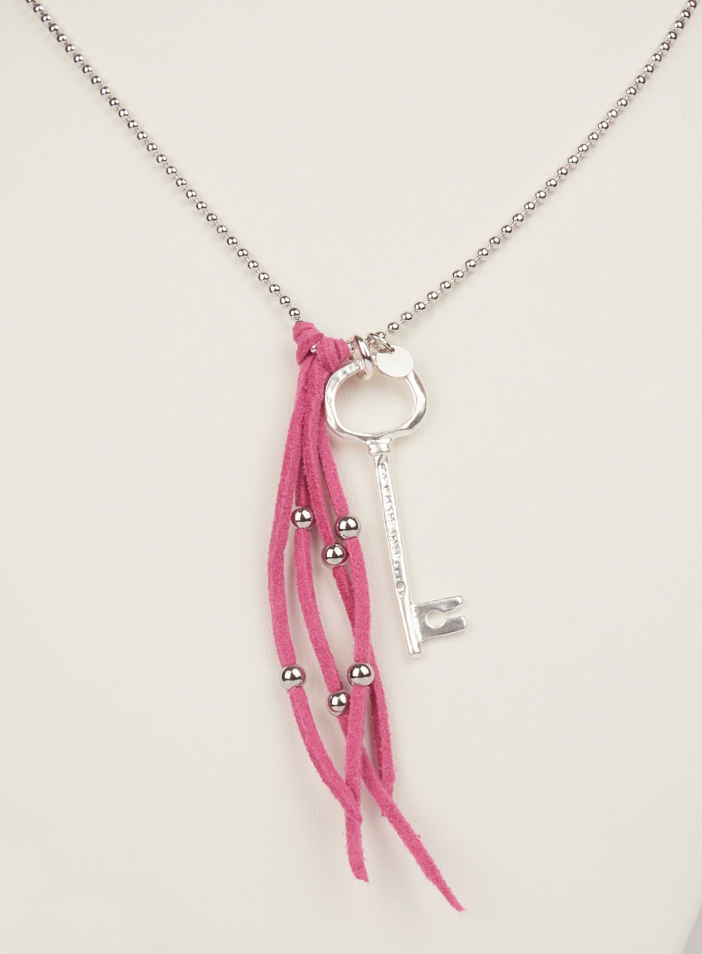 Key Fringe Long Necklace (Pink) IM531