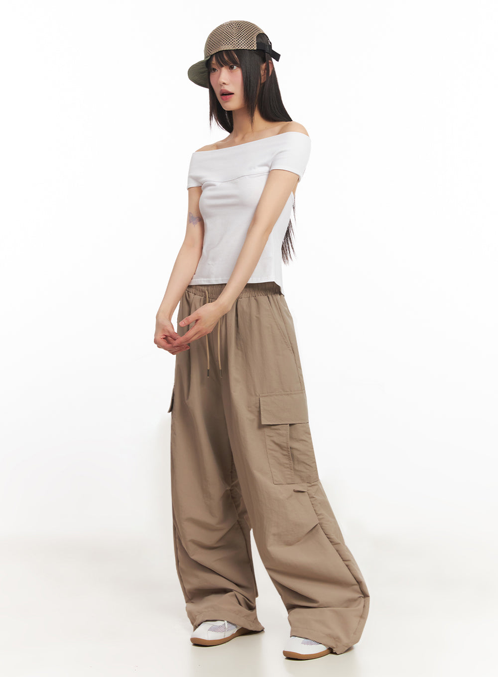 Cargo Wide-Leg Windbreaker Pants IY502