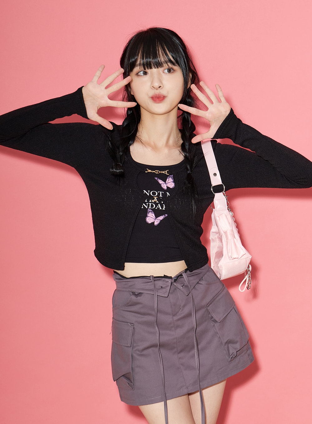 Gold Chain Basic Crop Cardigan BS28