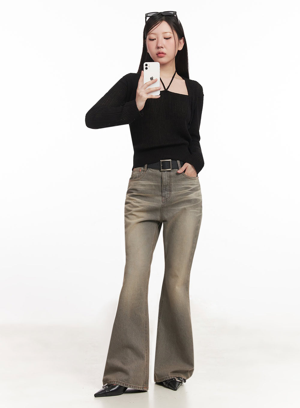 Sherry Washed Slim-Fit Bootcut Jeans IM528