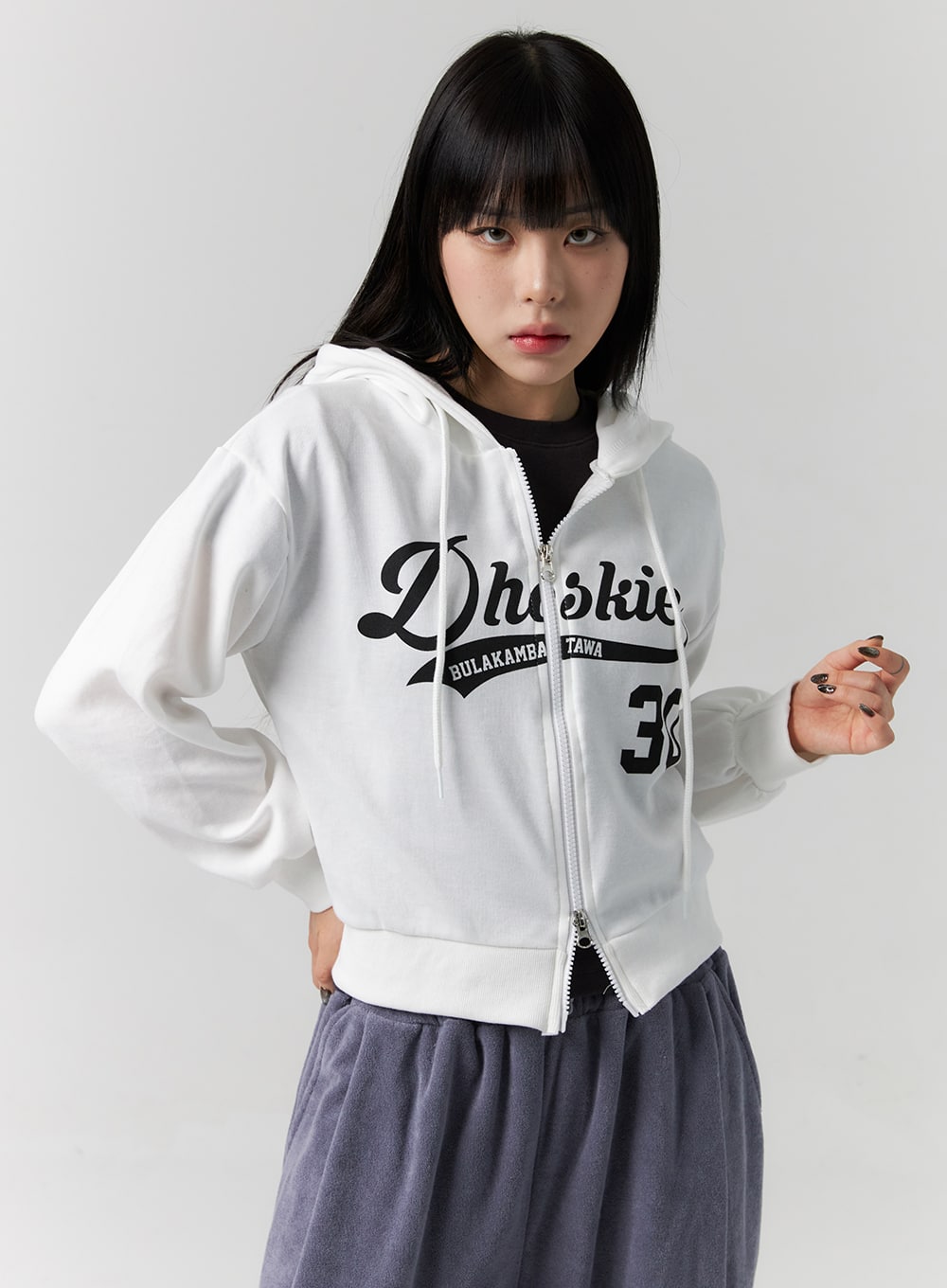 Graphic Print Zip-Up Hoodie CS312