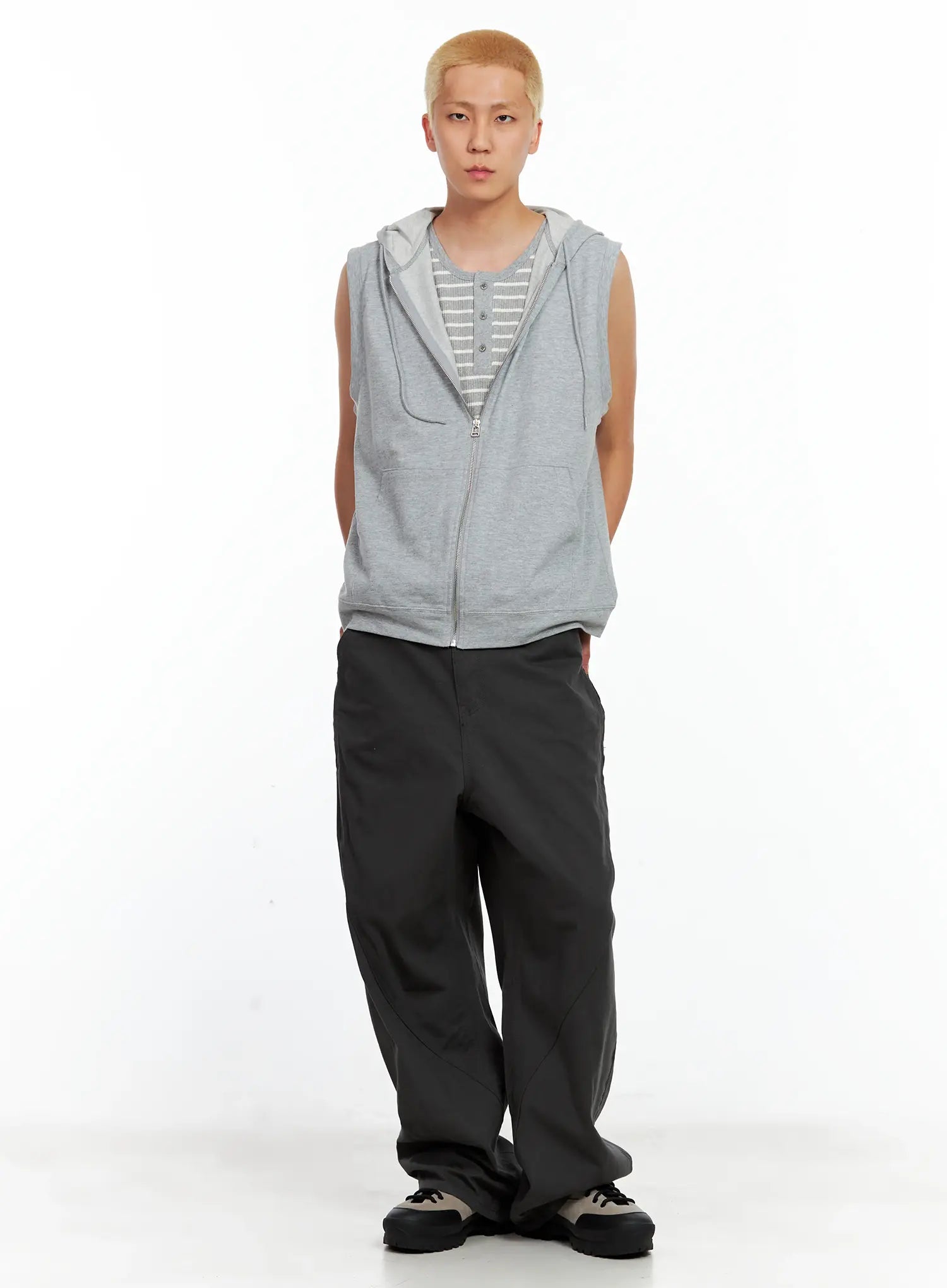 Men's Cotton Zip-Up Hoodie Vest IL511