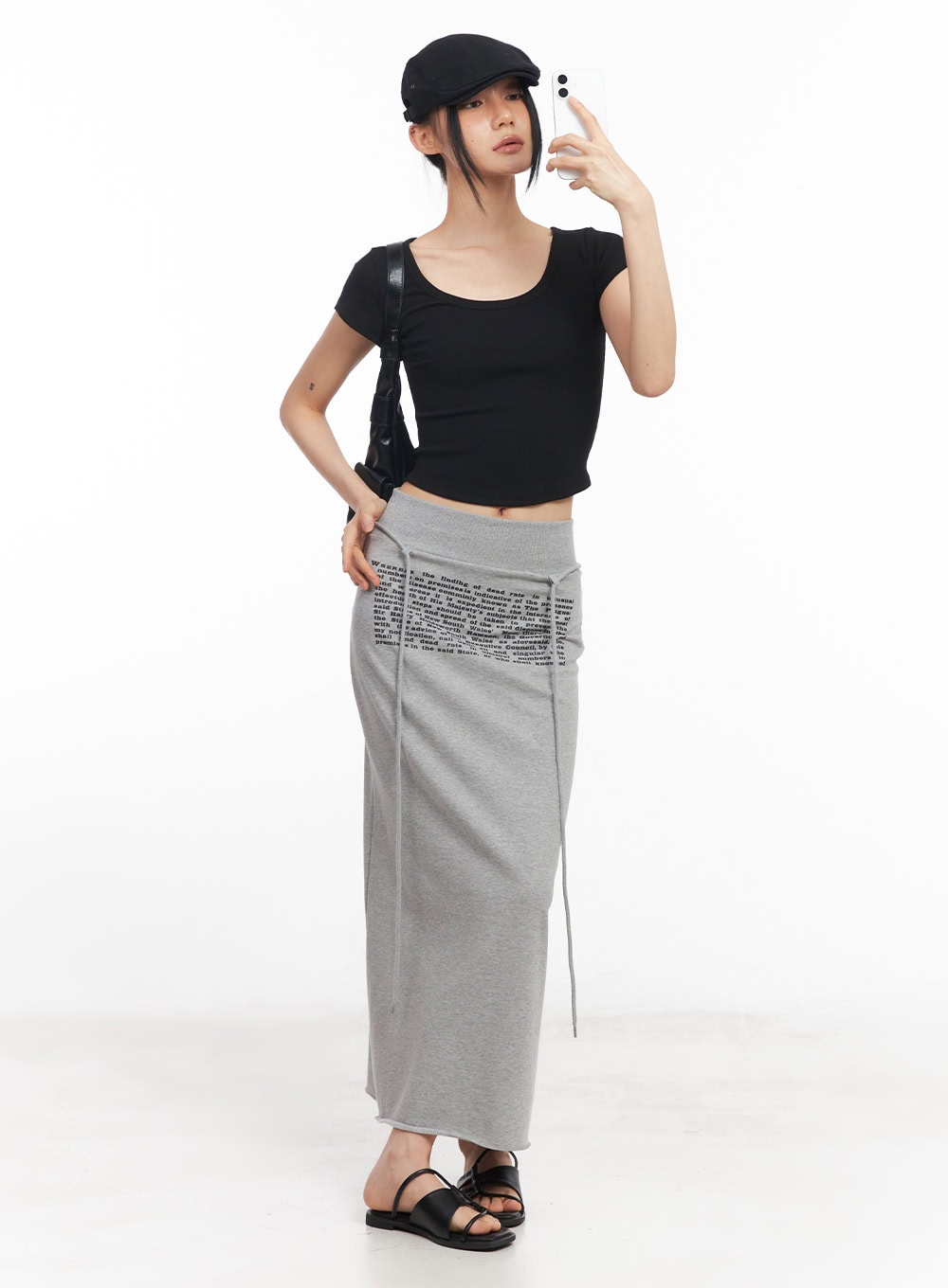 Drawstring Script Maxi Sweatskirt CY528