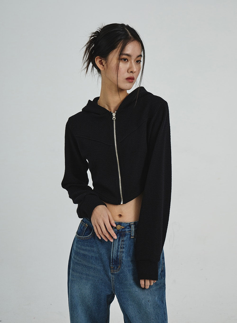 Crop Hooded Zipper Jacket CD02