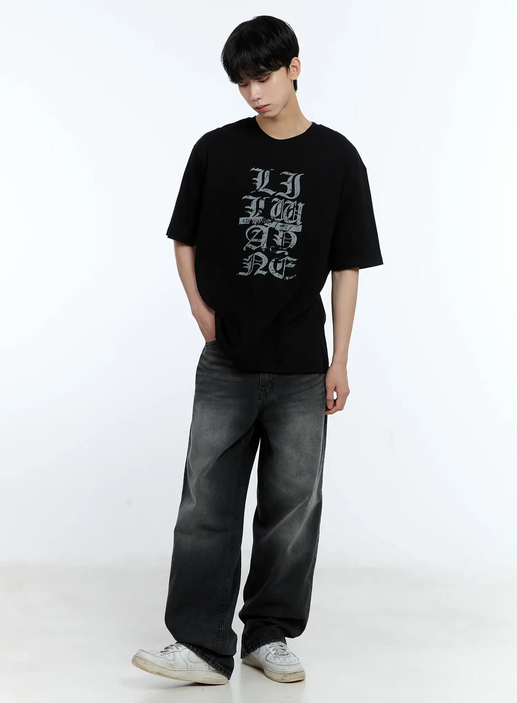 Men's Washed Loose-Fit Jeans IL529