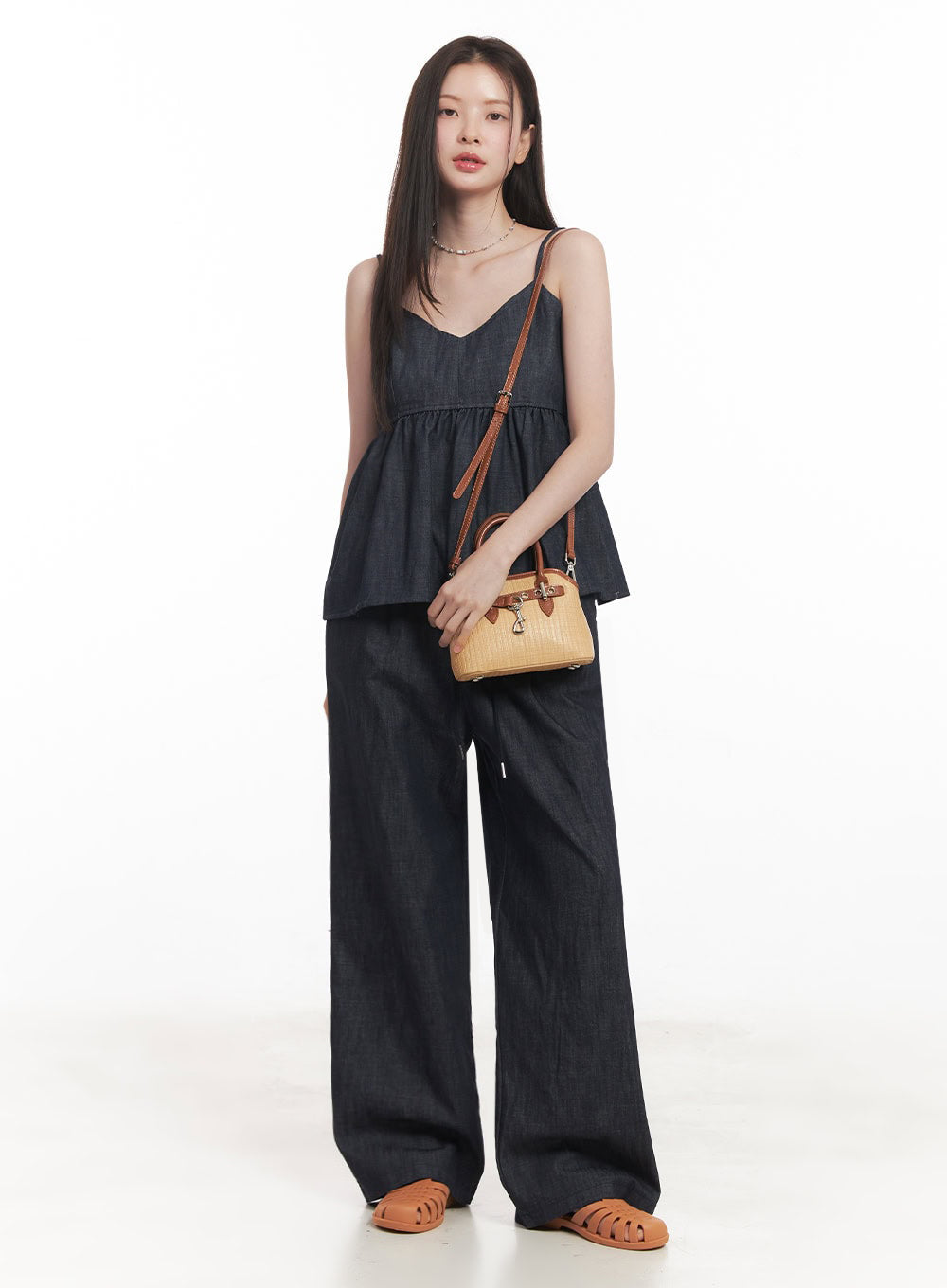 Cotton Denim Wide-Leg Pants IY509