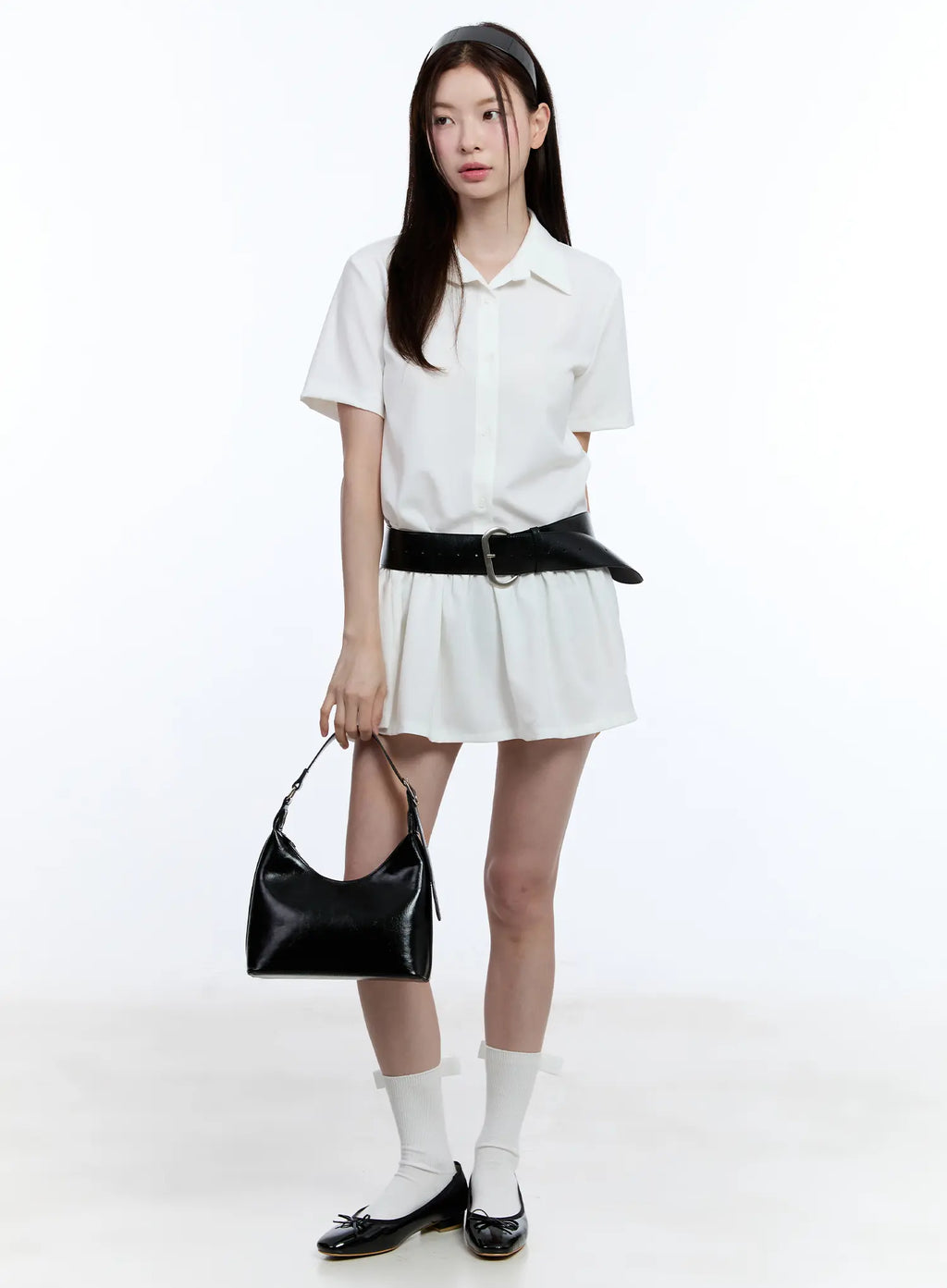 Collared Frill Mini Dress CU513