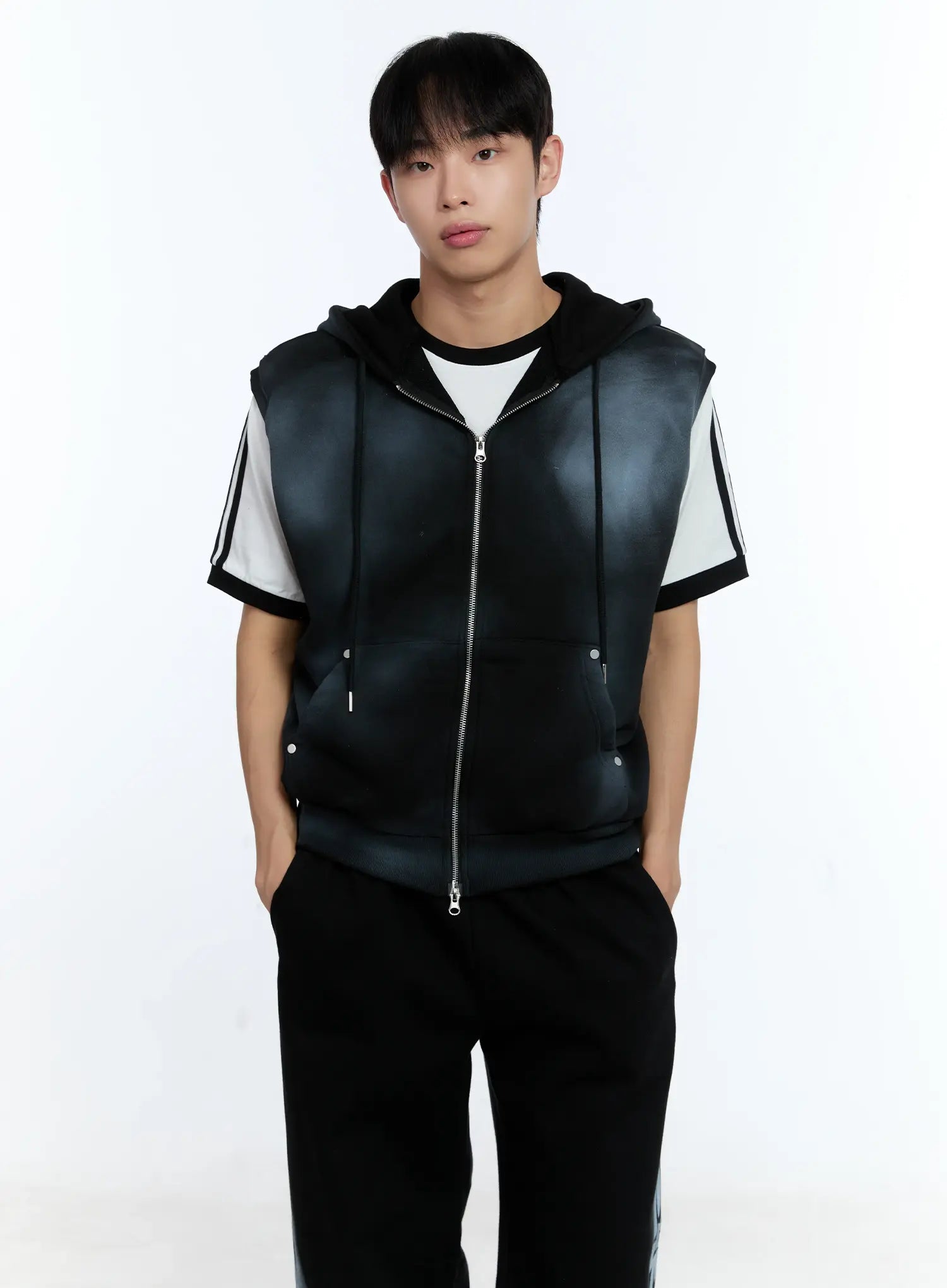 Men's Grunge Tie-Dye Sleeveless Hoodie IG515