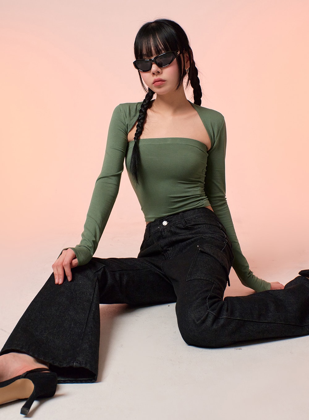 Hollow Out Shrug and Solid Tube Top IF413