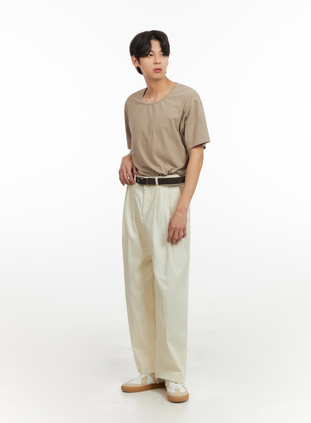 Men's Pintuck Cotton Wide Fit Pants IY431