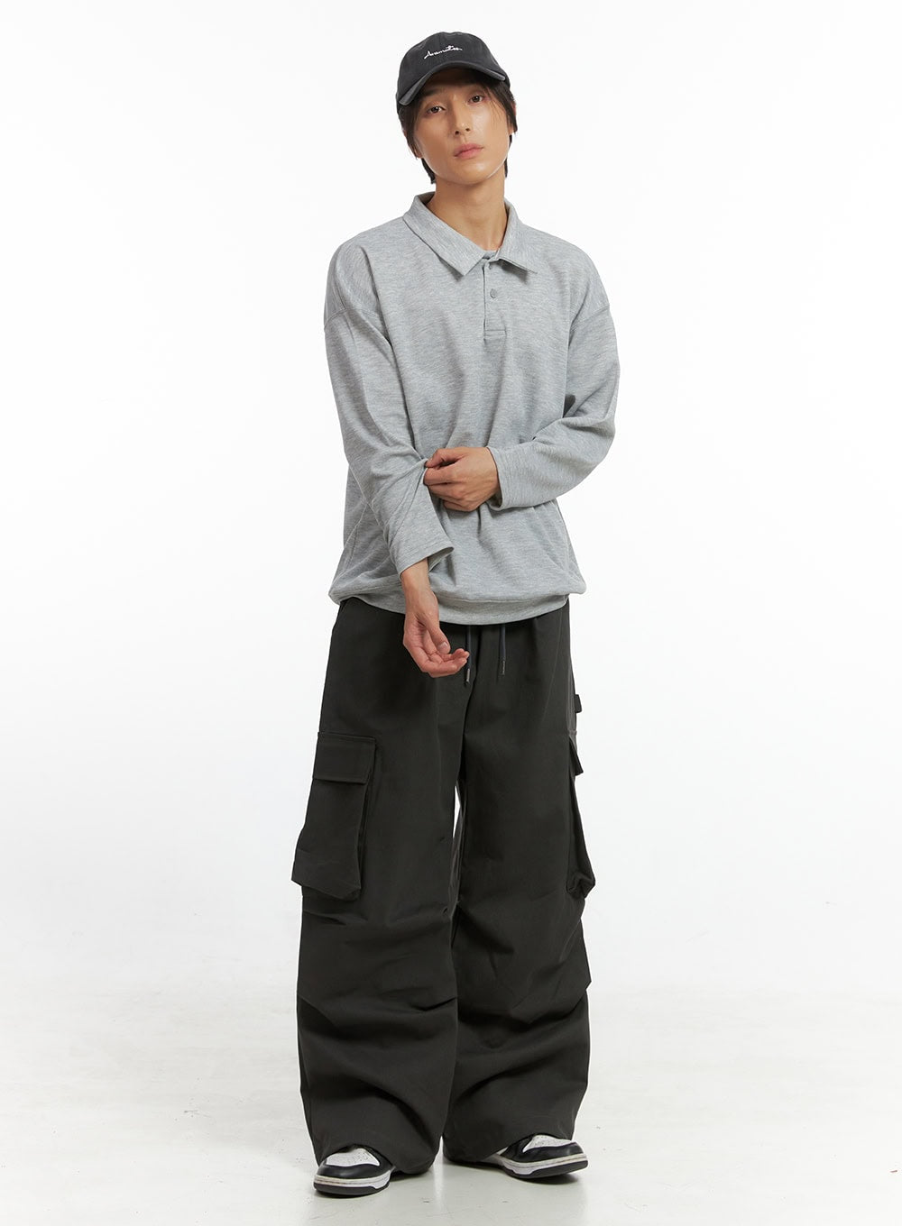 Men's Super Wide Cargo Pants (Dark Gray) IO417