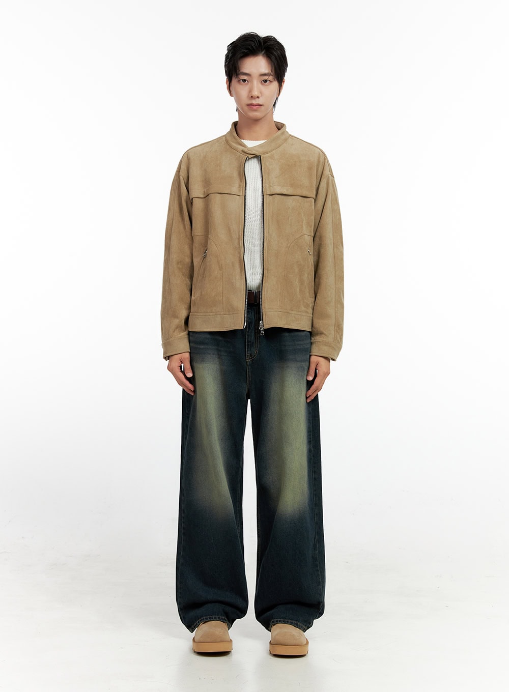 Men's Vintage Wash Wide-Leg Jeans IN411