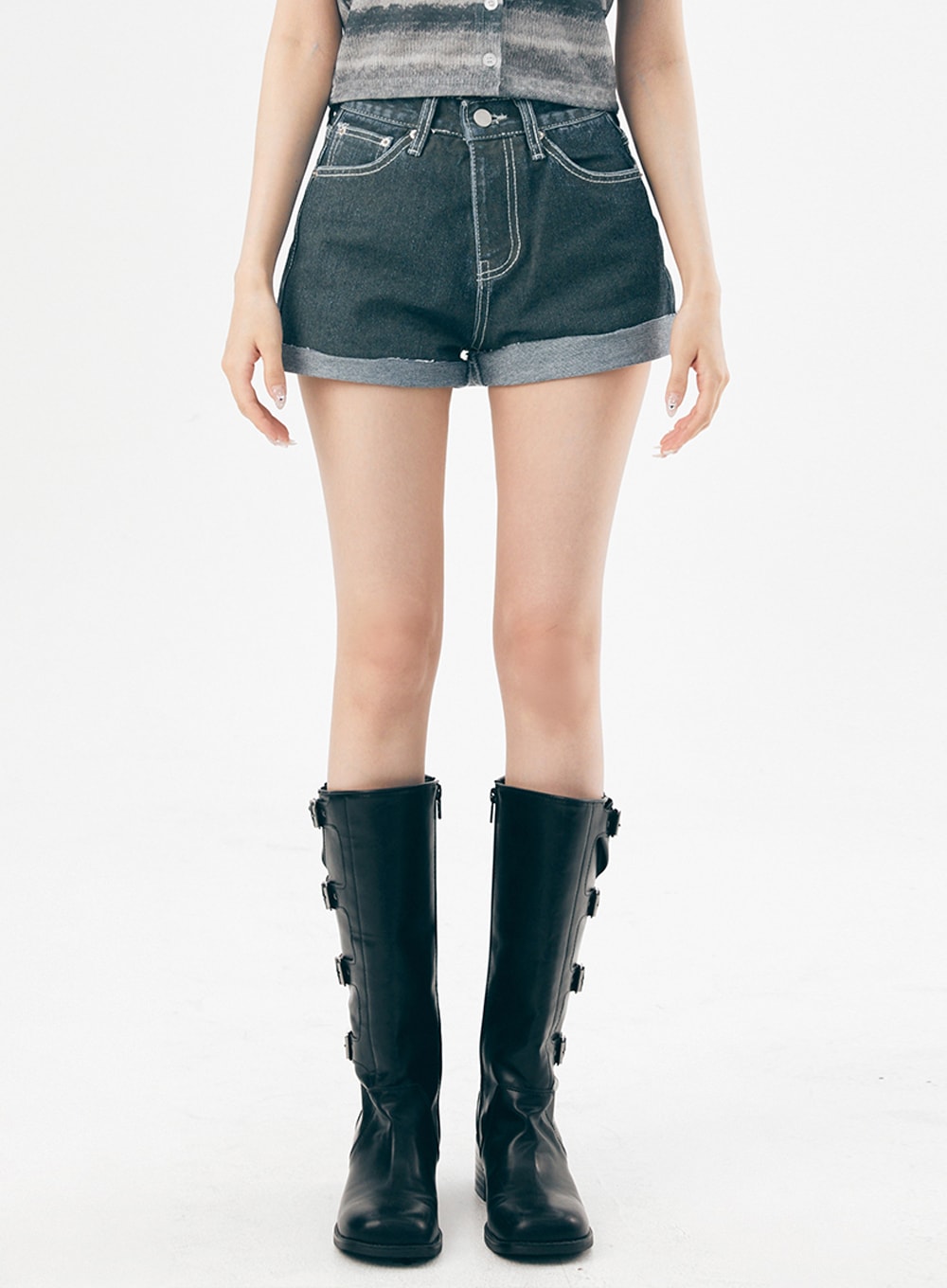 Dark Wash Denim Shorts IL307