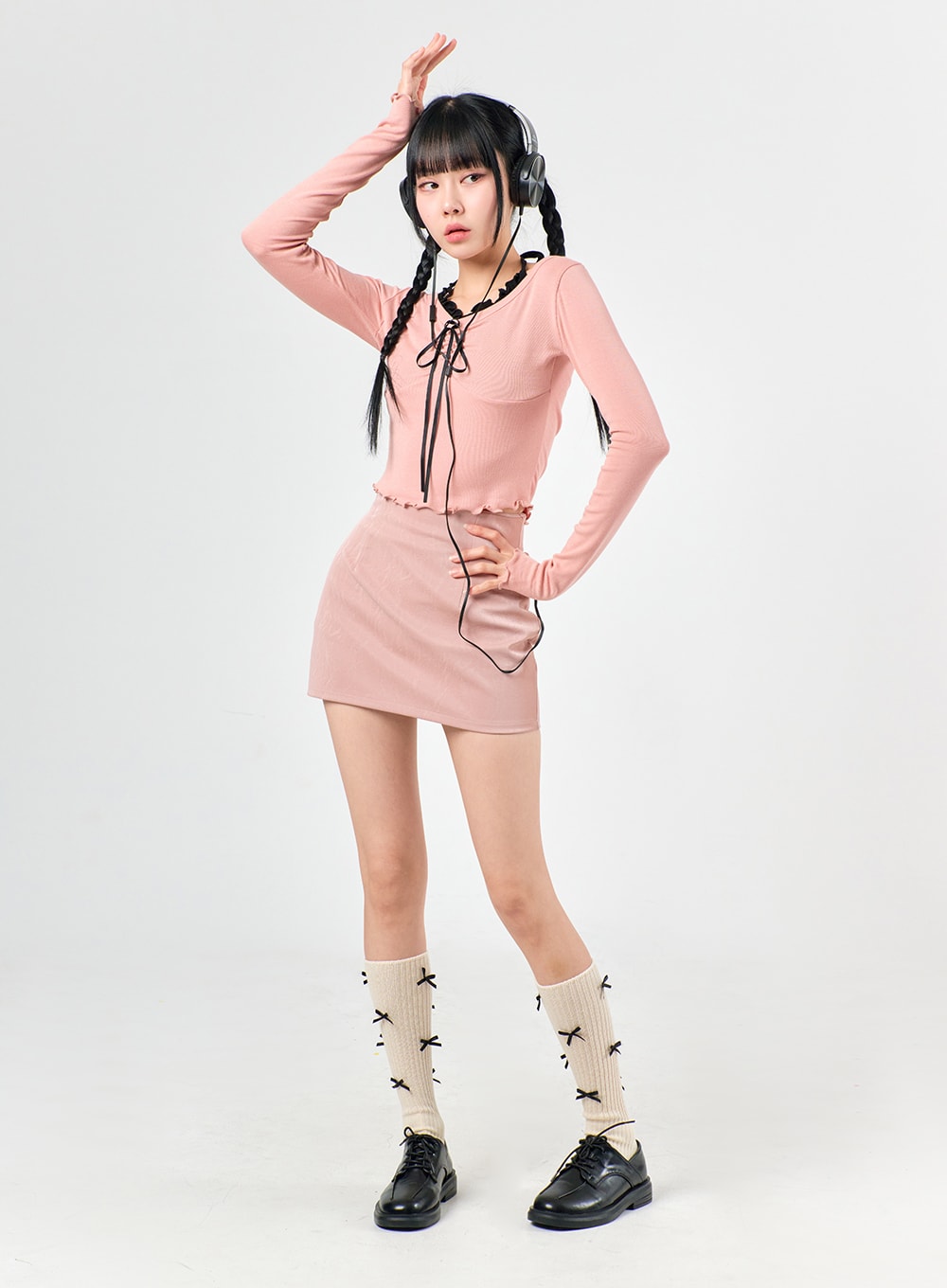 Faux Leather Mini Skirt IJ430