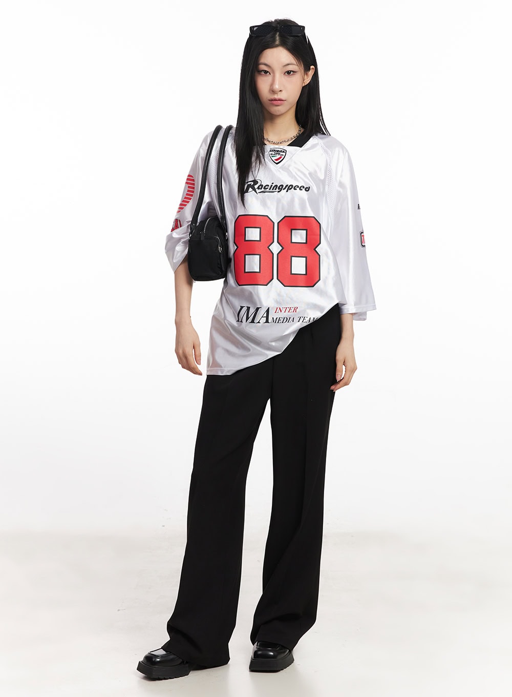 Side-Zip Loose-Fit Slacks CA516