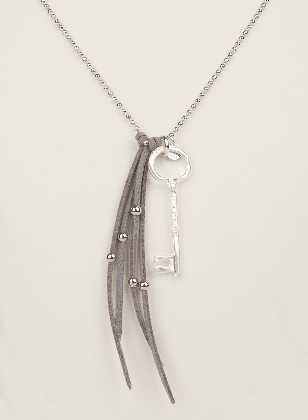 Key Fringe Long Necklace (Gray) IM531