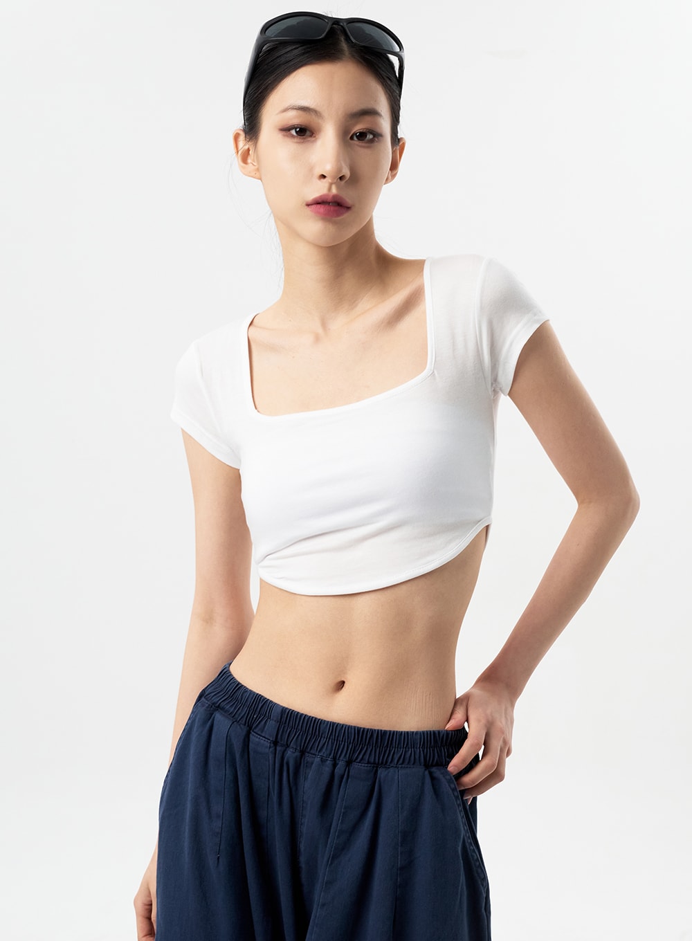 Square Neck Cropped Tee CY312