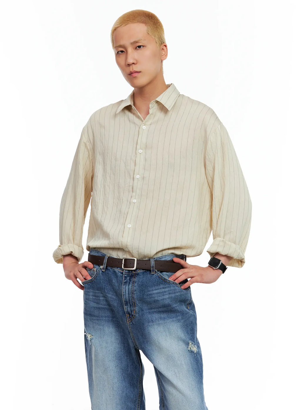 Men's Linen Button-Up Shirt IL514