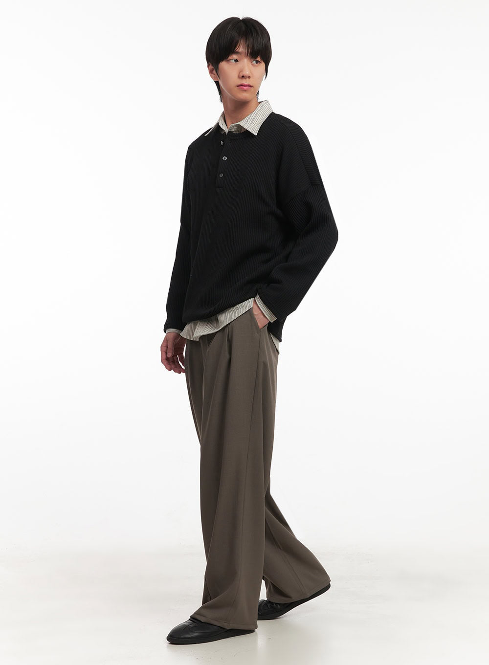 Men's Pintuck Wide-Leg Slacks IA510