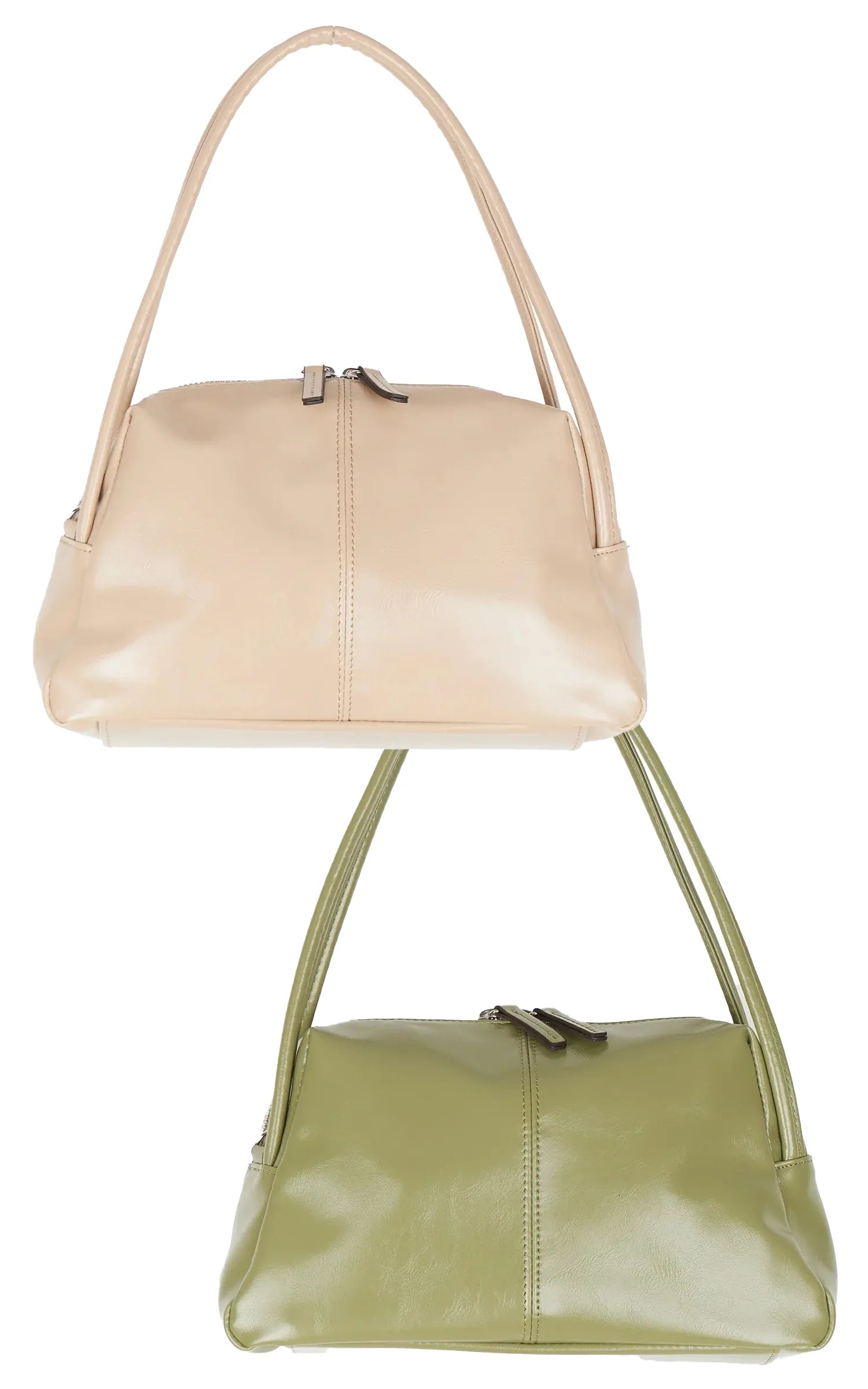 Stitched Faux Leather Shoulder Bag IU512