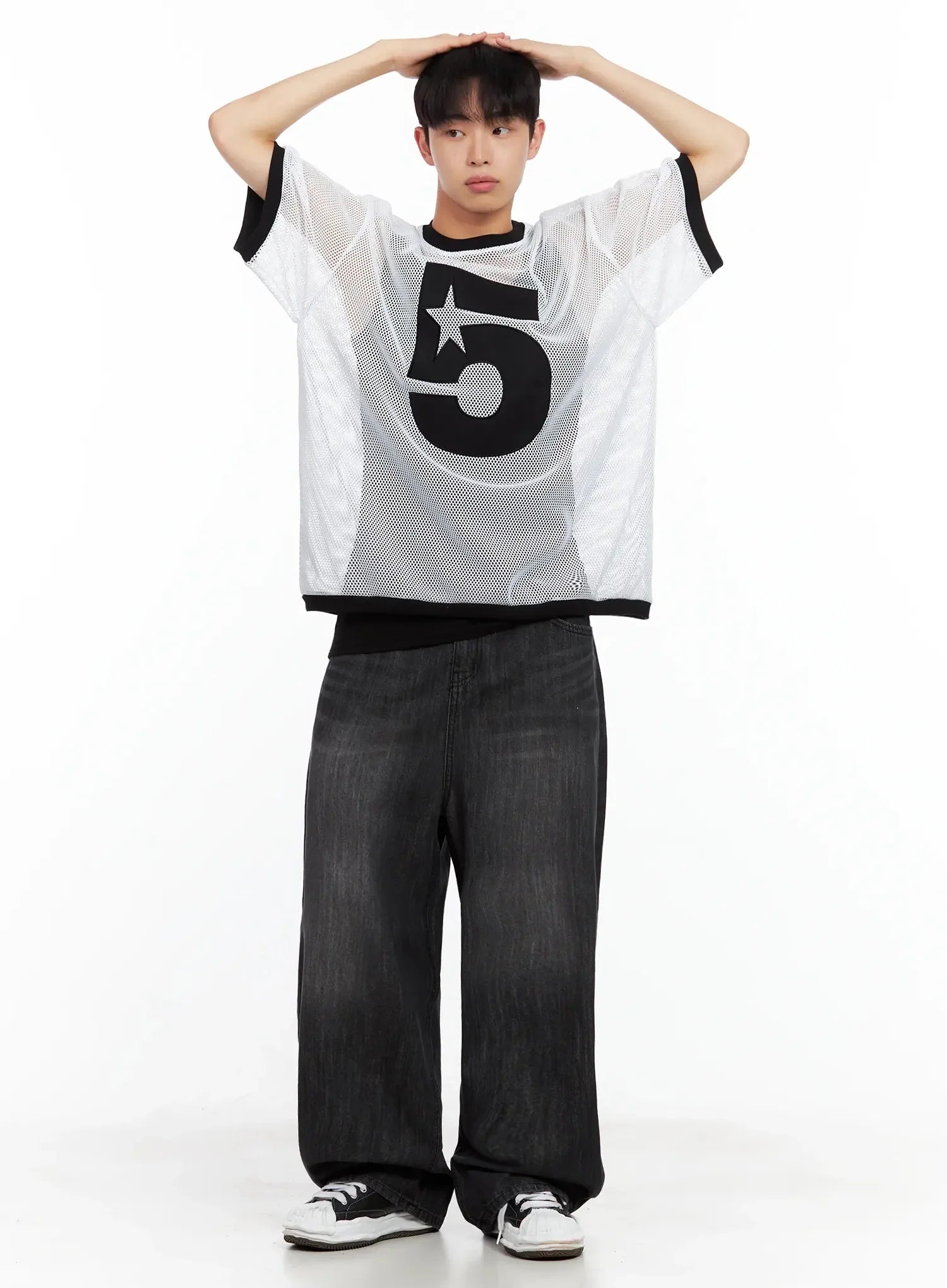 Men's Wide-Leg Washed Jeans IL516