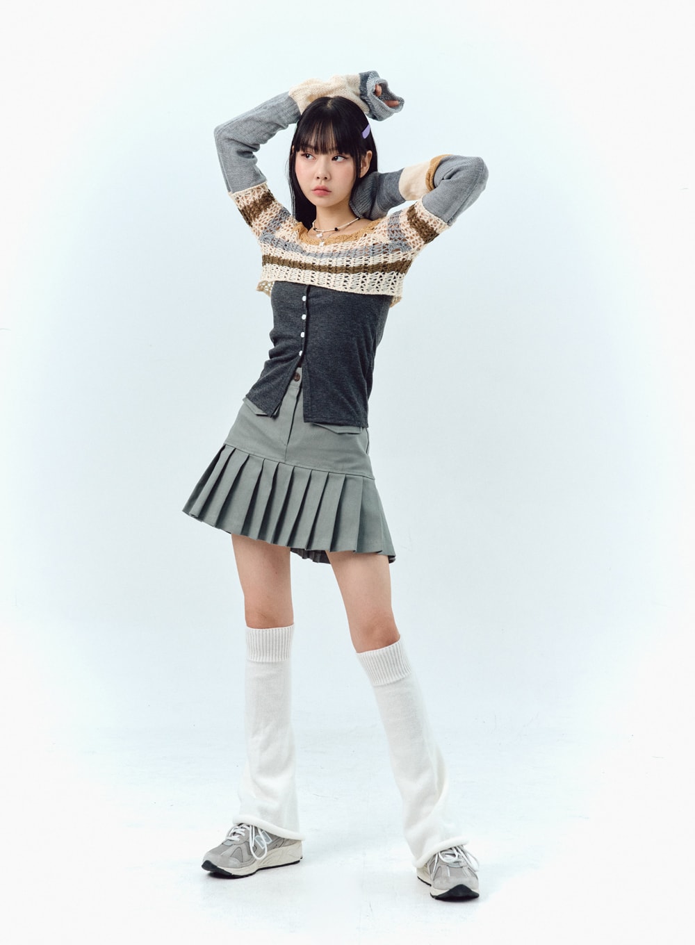 Pleated Cotton Mini Skirt IG303