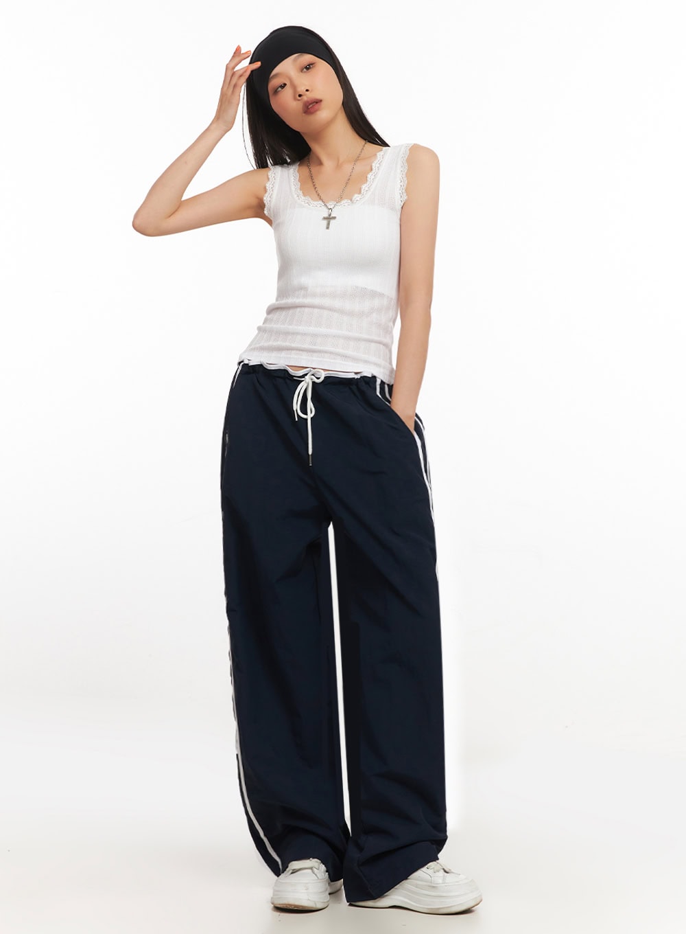 Striped Nylon Track Pants IA507