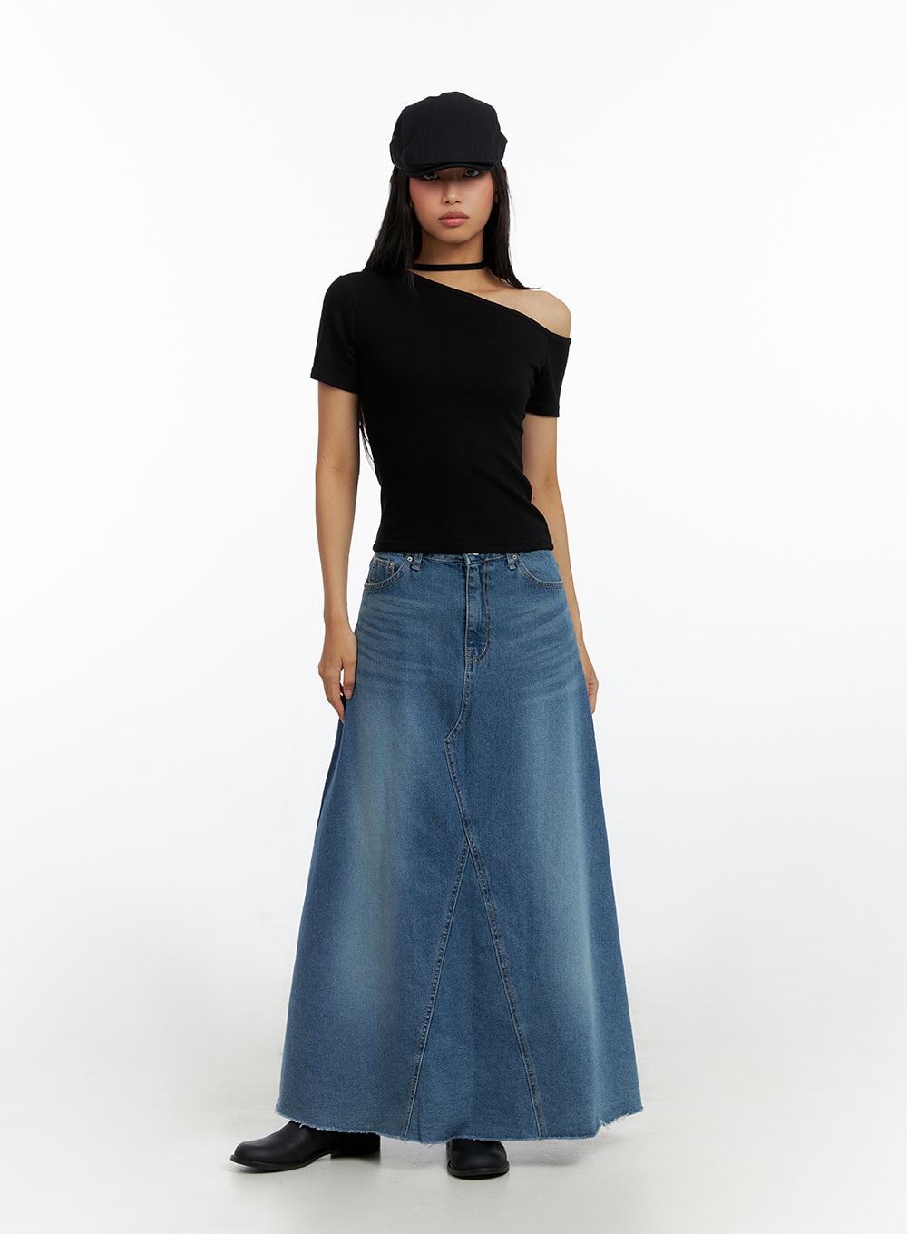 Maxi Flare Denim Skirt IL419