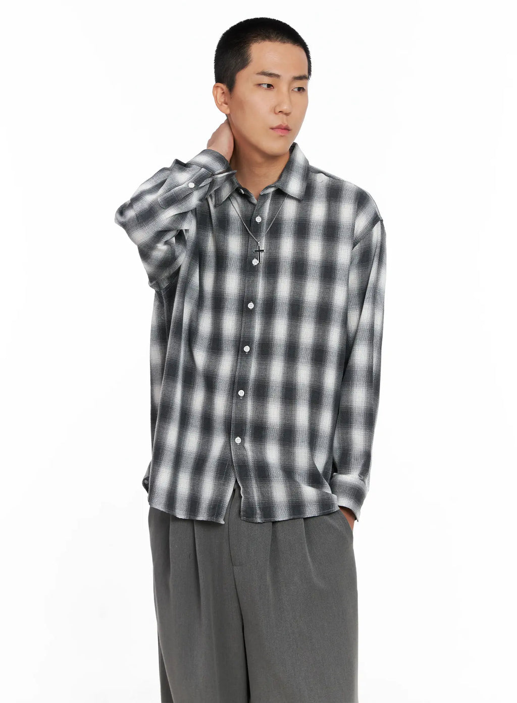 Men's Checkered Button-Up Shirt IS502