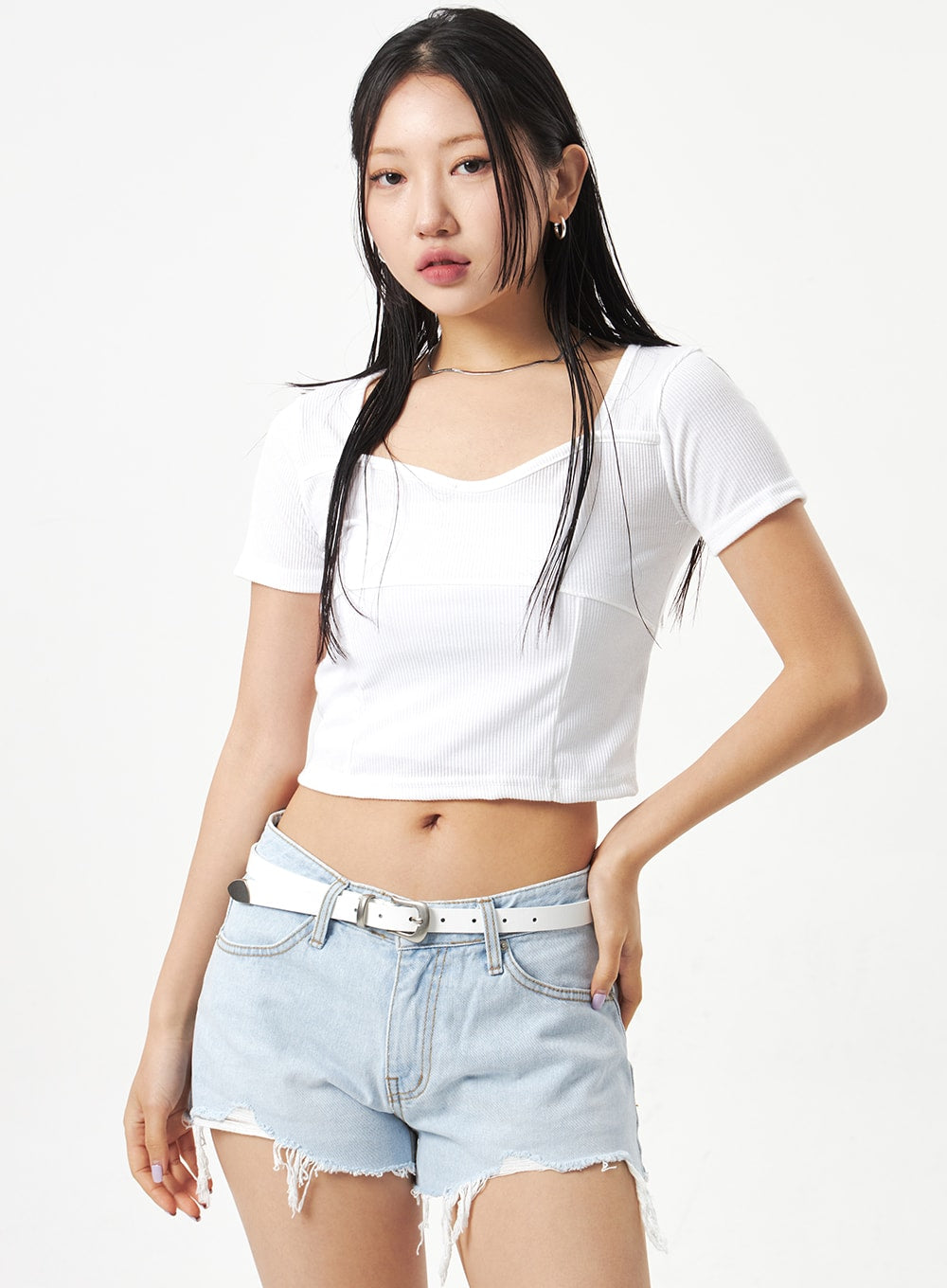 Heart Neck Cropped Tee CA320