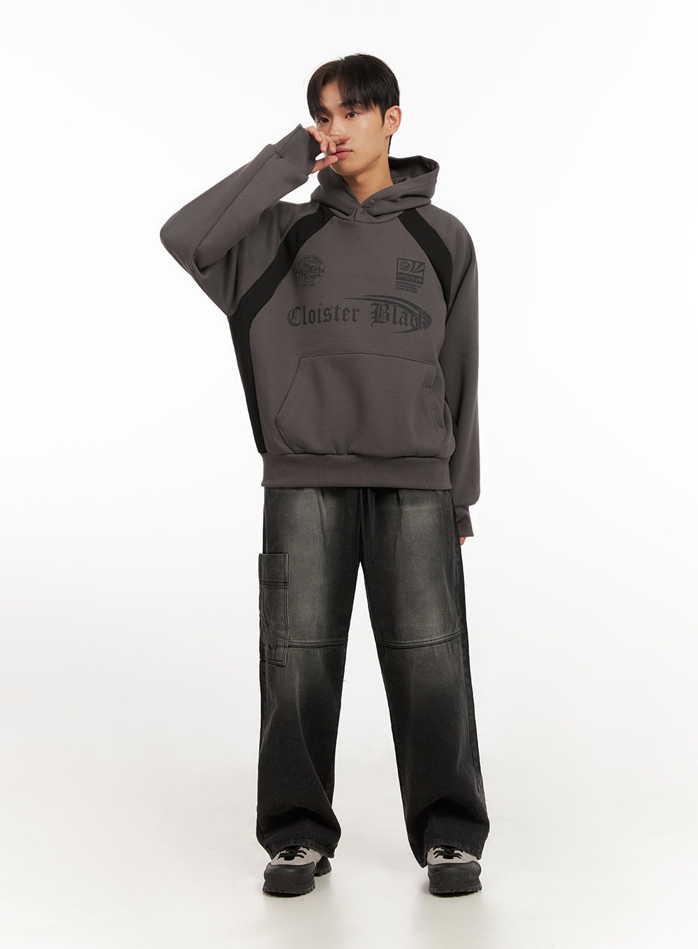 Men's Washed Pocketed Wide-Leg Jeans ID413