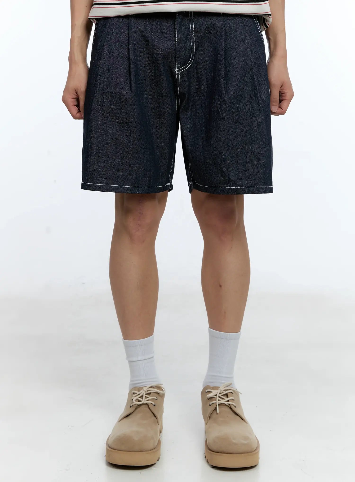 Men's Pleated Denim Jorts IL517