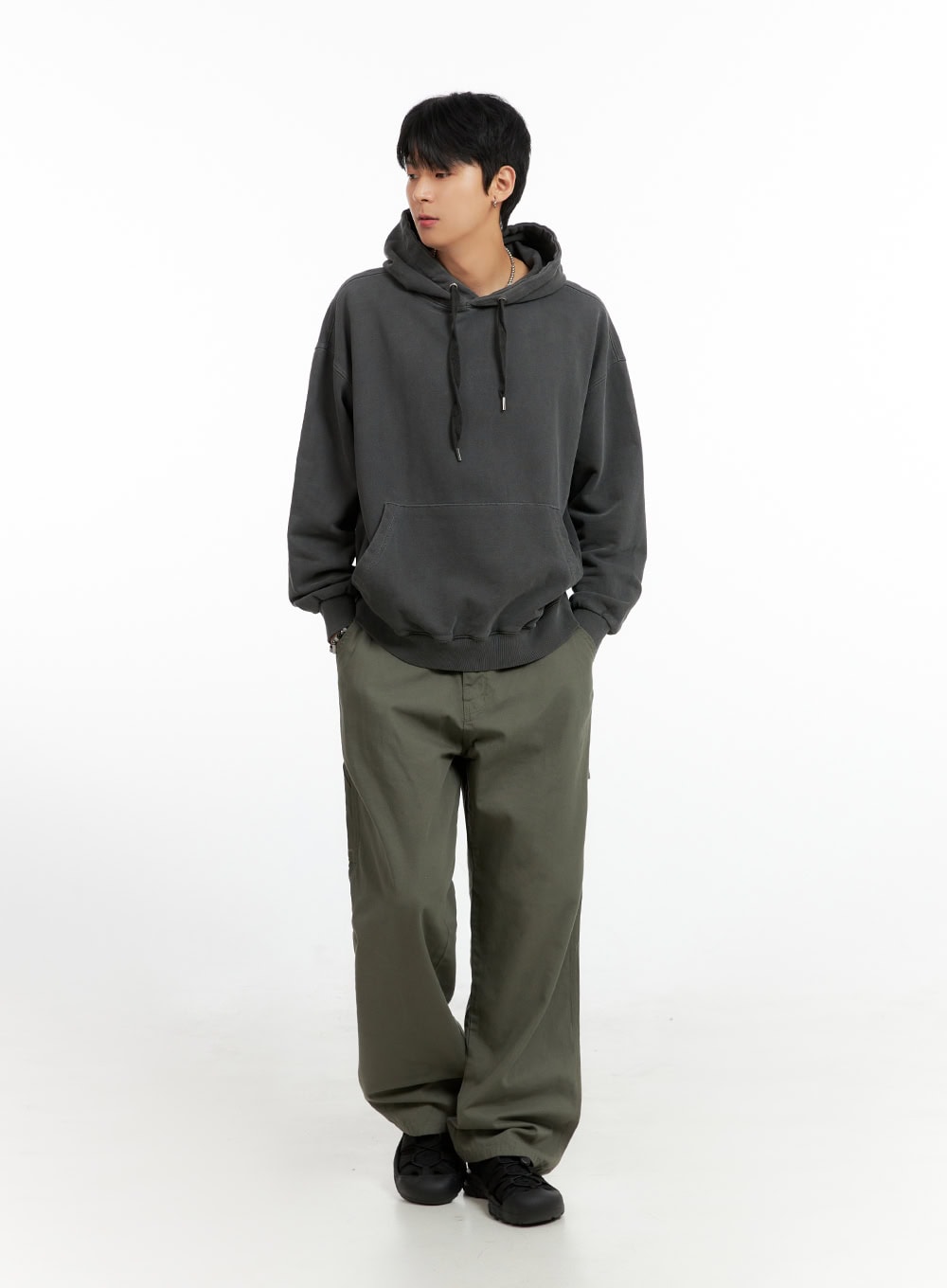 Men's Wide Fit Cotton Pants (Dark Green) IG402