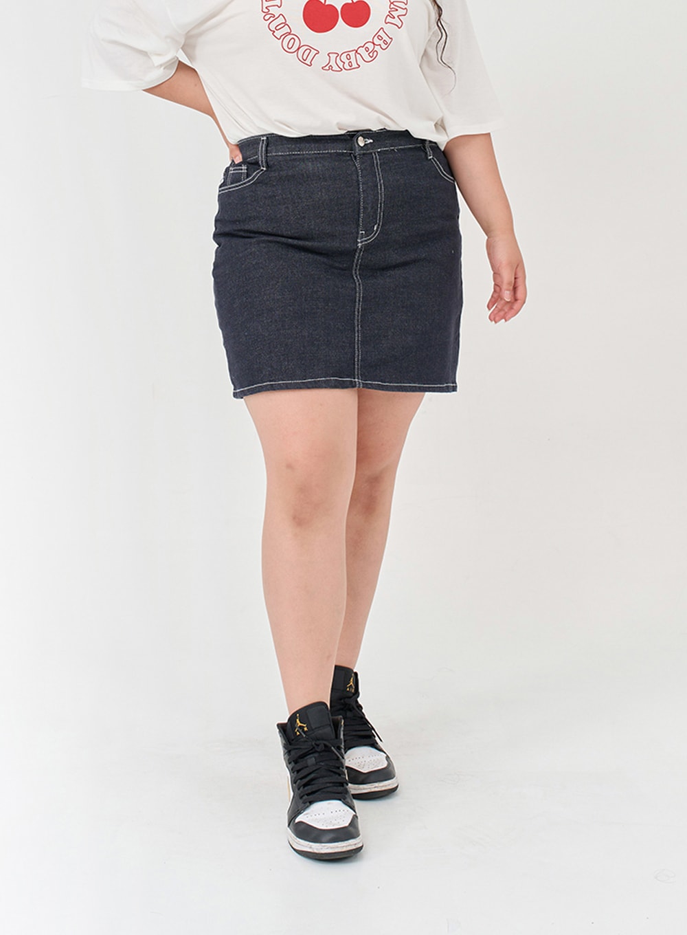 Plus Stitch Span Denim Skort IG09