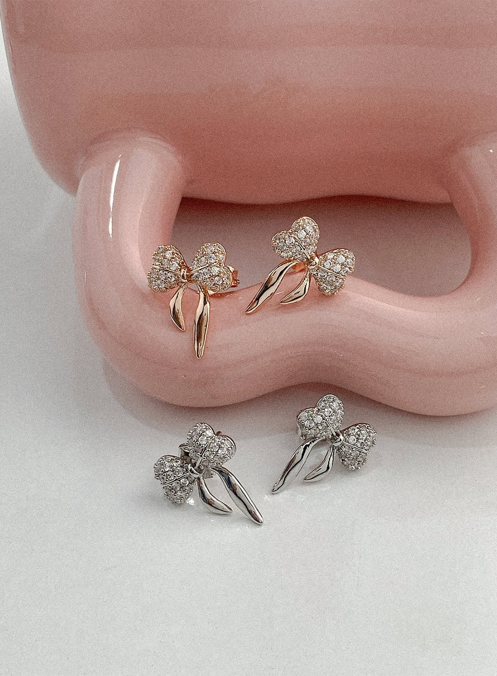 Balloon Ribbon Cubic Earrings IA517