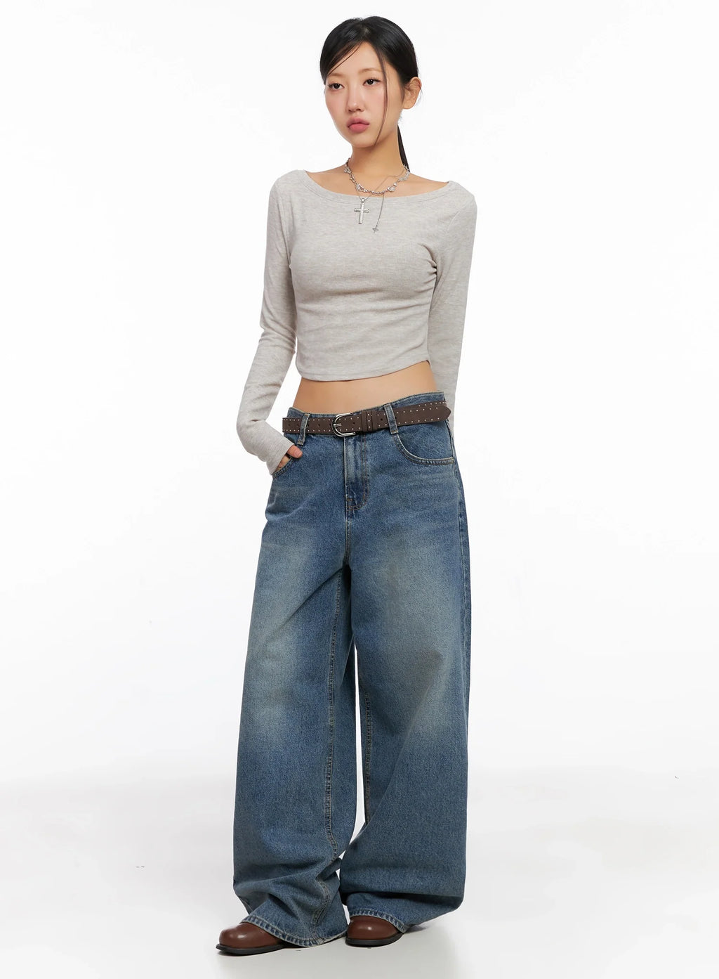 Lilah Wide-Leg Washed Jeans IG527