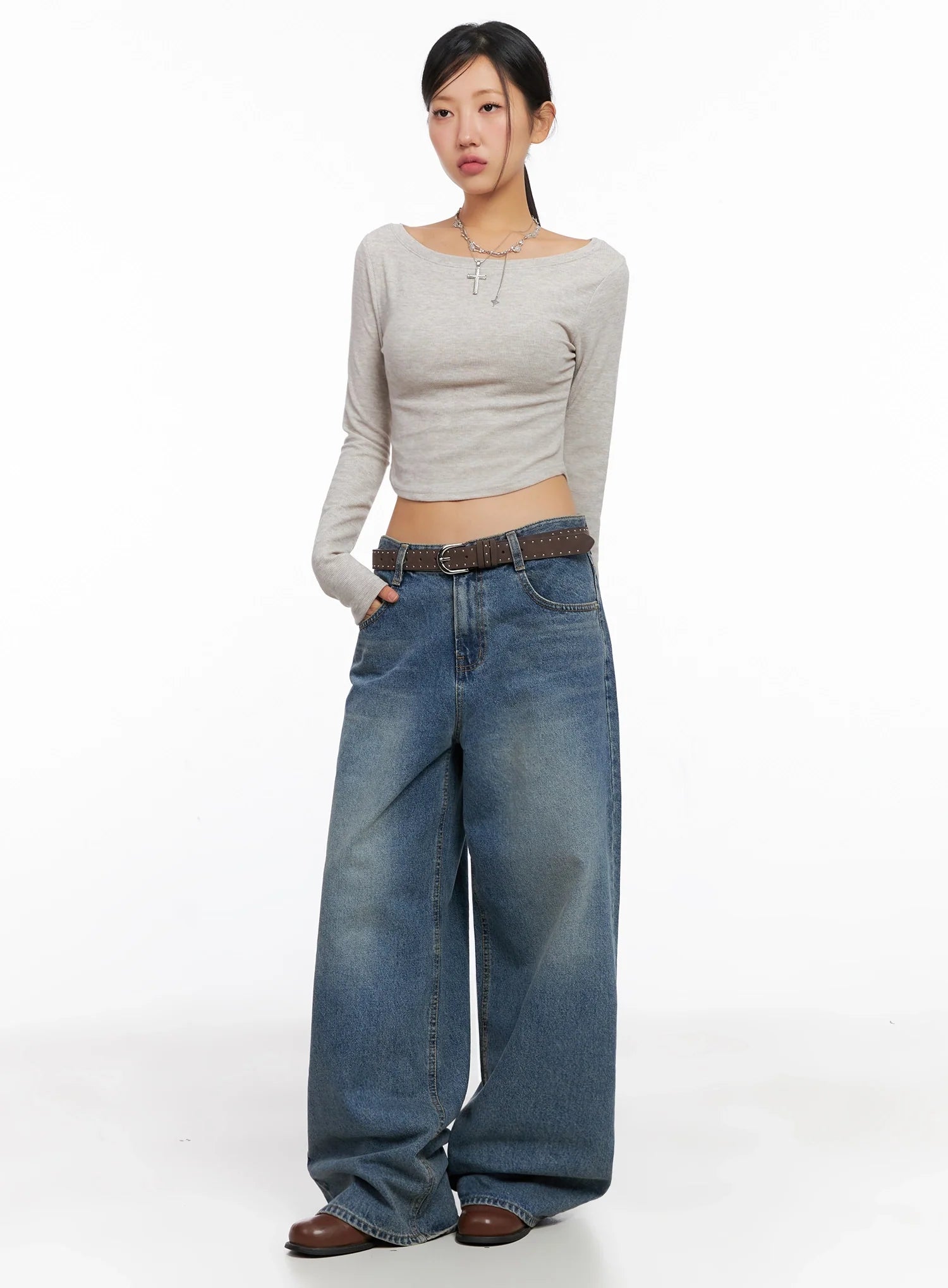Lilah Wide-Leg Washed Jeans IG527