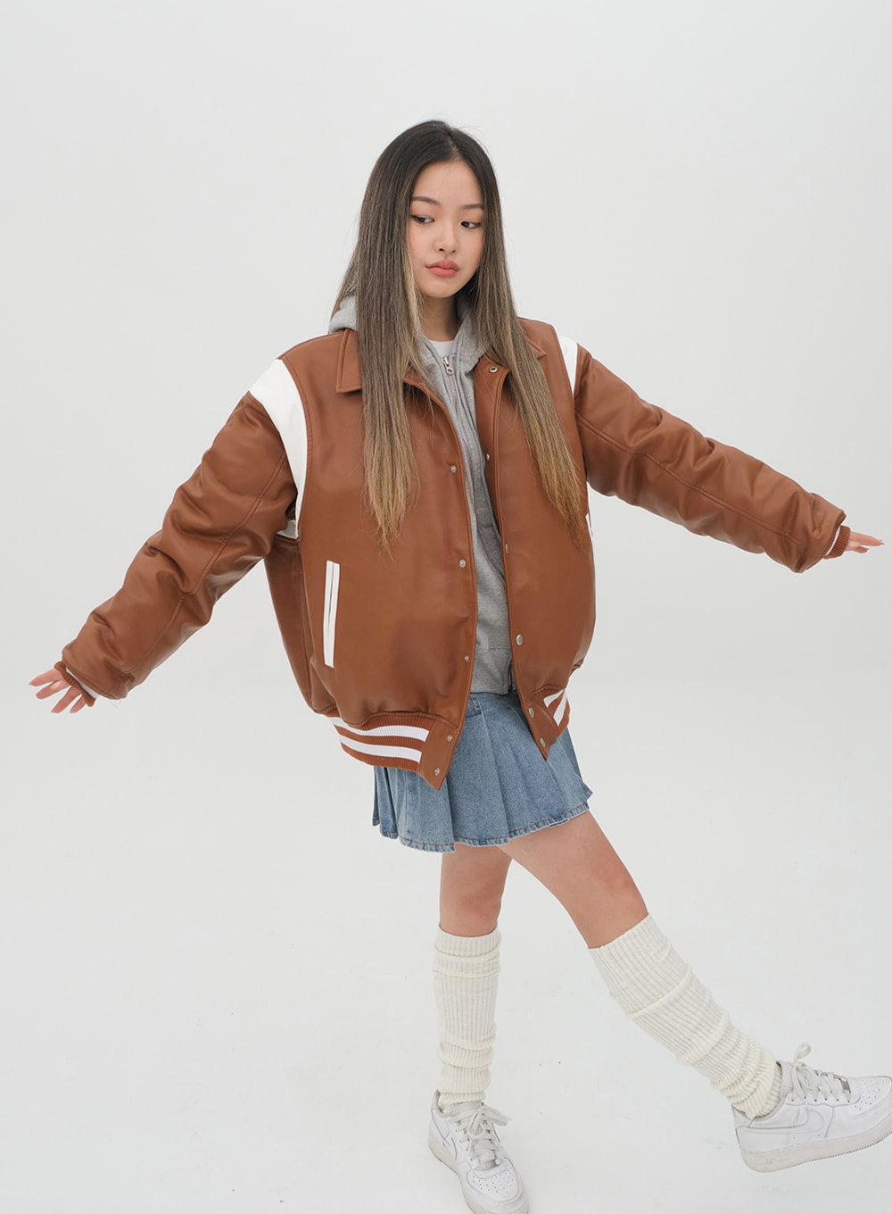 Denim Pleated Mini Skirt