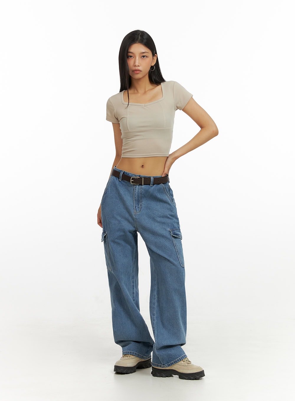 Low Rise Cargo Jeans IU412