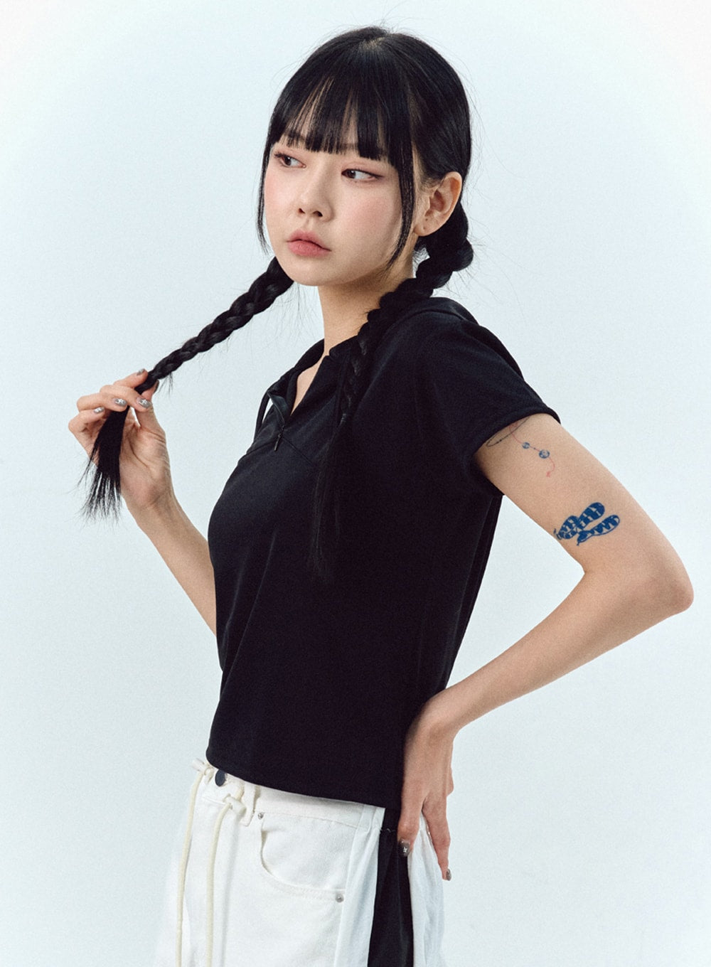 Half Zip-Up Hoodie Tee IL303