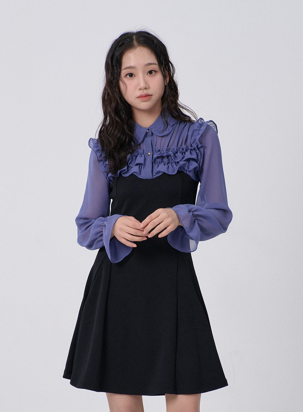 Mini Dress with Frill and Ribbon Detail BD16