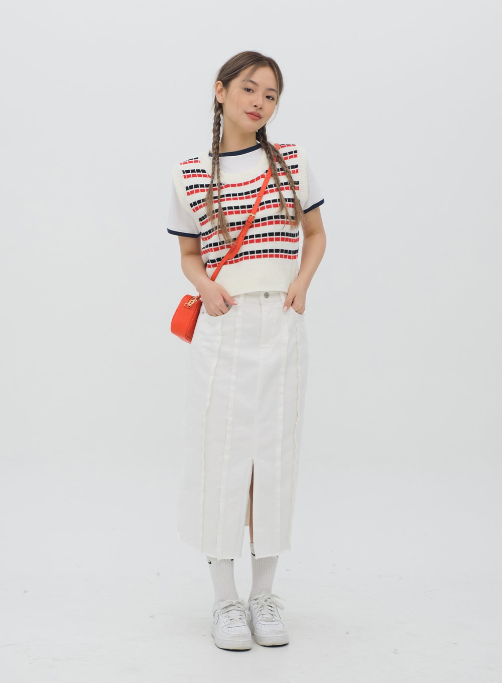 Pattern Cropped Knit Vest C1002