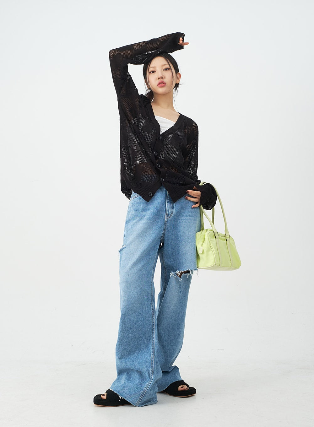 Checkered Oversized Cardigan CJ09