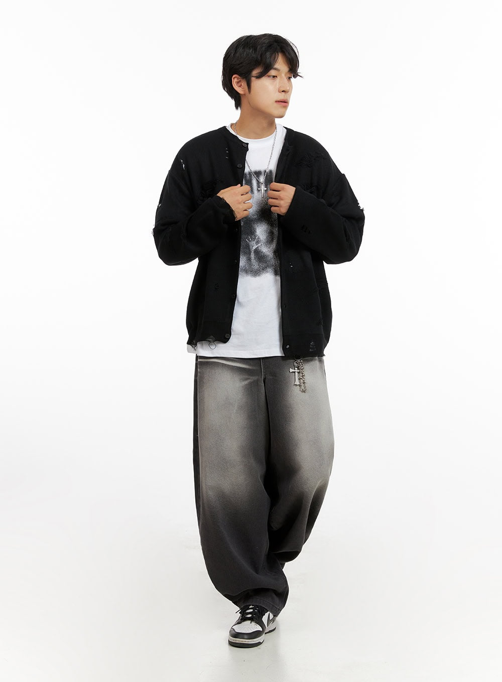 Men's Loose Fit Baggy Jeans (Black) IG409