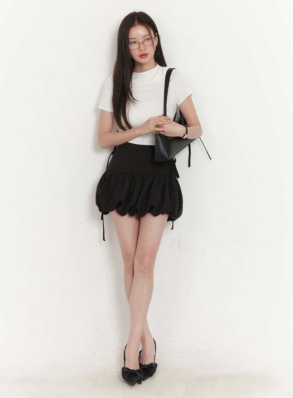 Ribbon Stripe Pumpkin Mini Skirt IY509