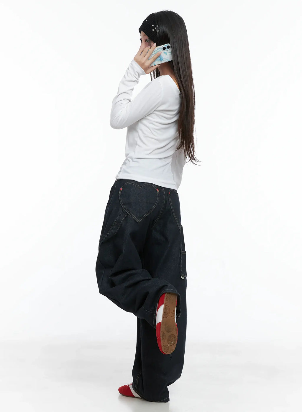 Heart Pocket Balloon Jeans CS503