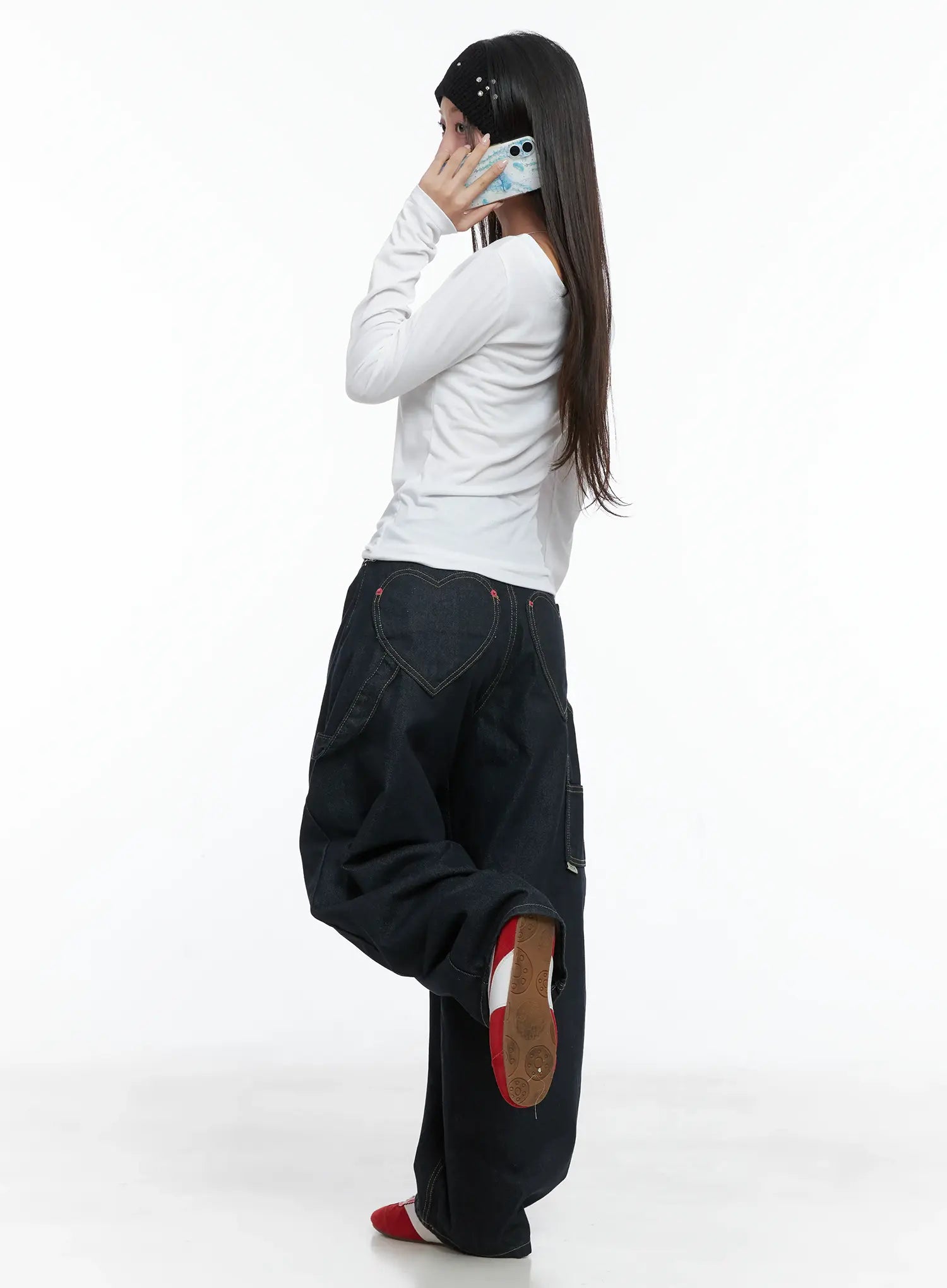 Heart Pocket Balloon Jeans CS503