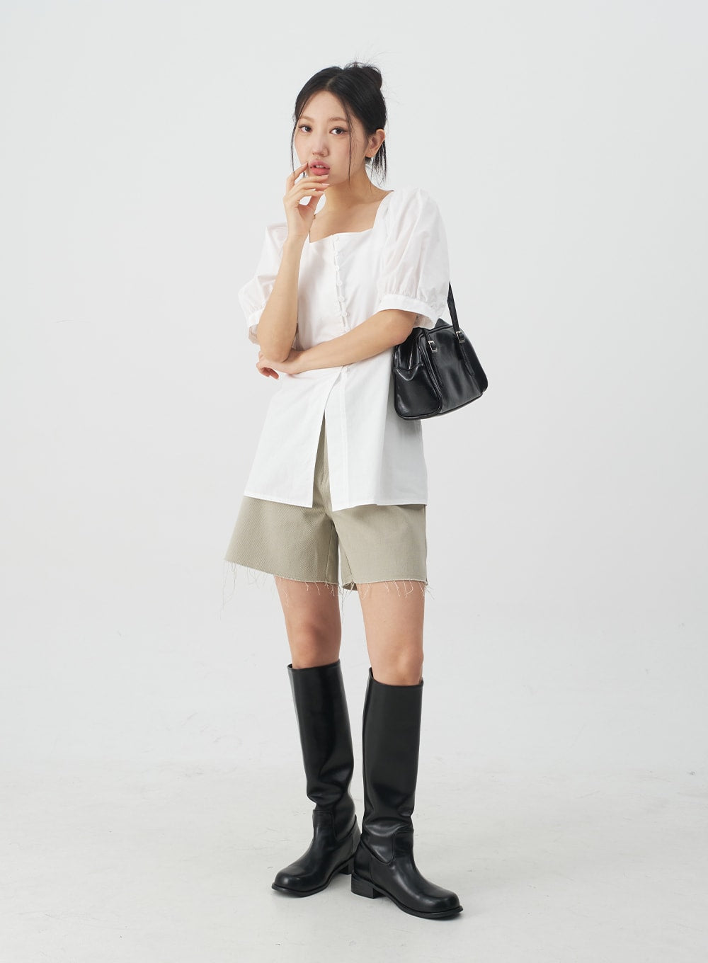 Square Neck Short Sleeve Blouse CY27