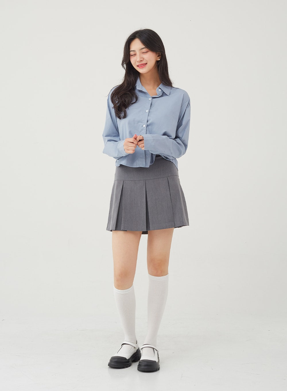 Basic Tone Down Color Crop Shirt BG23